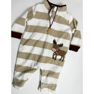 Child of Mine Carters • Brown White Stripe Reindeer Sleeper